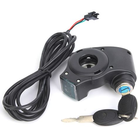 Manette d'accélérateur numérique à pouce pour vélo électrique avec affichage de tension de batterie et interrupteur à clé de verrouillage (1/5)