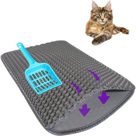 Katzenstreumatte – inklusive Schaufel – rutschfestes Wabenmuster – für saubere Böden und weniger Streuverbrauch – Grau – 60 x 40 cm (1/2)