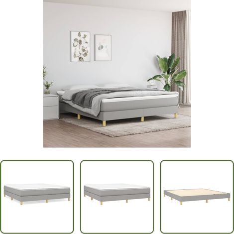 vidaXL Sperrholzrahmen - Boxspringbett mit Matratze Hellgrau 180x200 cm Stoff (1/5)