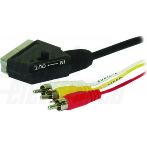 Cavo da scart a 1 rca video e 2 audio alpha elettronica diametro 7mm da 1.5m nero - 92-068b