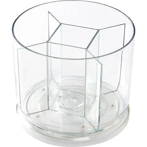 Caja de almacenamiento de escritorio giratoria de 360 grados, portalápices giratorio de escritorio, con 5 compartimentos, adecuada para oficinas, hogares y escuelas (transparente). (1/4)