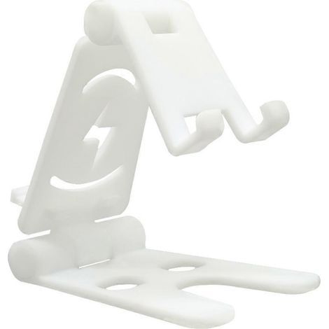 Support double pour téléphone en plastique, support de bureau pliable et créatif, support multifonction pour téléphone portable et tablette (blanc) (1/3)