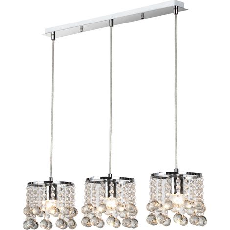 Lampadario London Crystal 3 luci E14 cromo Reality