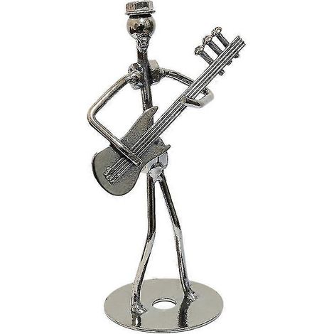 Yaju Petite sculpture en fer représentant un musicien, figurine de collection soudée à la main, décoration intérieure, statue en fer, cadeau artisanal (8 pièces - 1 ensemble) (1/4)