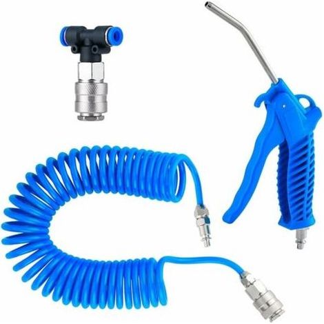 Pistolet de Soufflage d'air 5m, Air Comprimé Tuyau Spirale, Tuyau Flexible Camion pour Nettoyage Poussière Prise longziming (1/4)