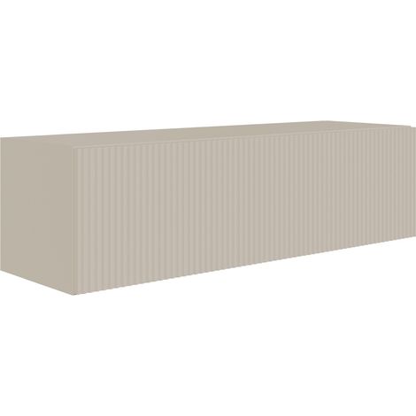 Selsey Veldio – Mueble de TV colgante con frentes acanalados, 100 cm, beige grisáceo