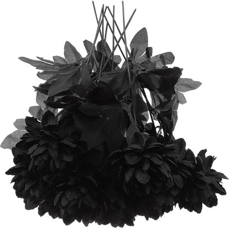 Ornements de Fleurs Artificielles Fête Halloween Noir, Lot de 10 Tiges (1/5)