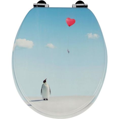 Abattant de toilette en MDF avec fermeture amortie, décor pingouins mignons (1/5)