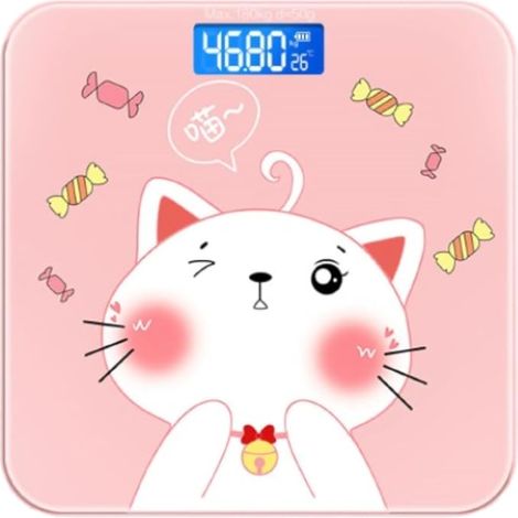 Échelles numériques pour Le Poids corporel Verre trempé Mesure précise Scale d'écran LCD numérique 396,8 LB / 180 kg Propulsé Chat de Bonbons Rose (1/5)