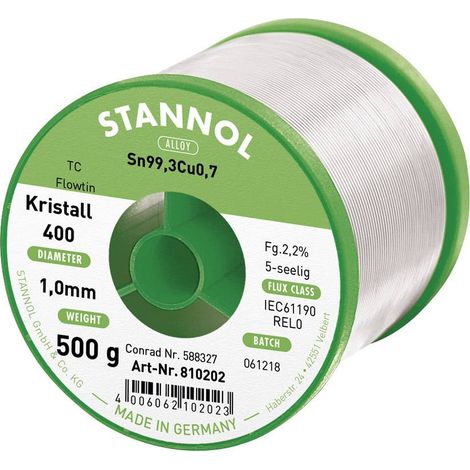 500 g de soudure sans plomb Flowtin TC 1mm Stannol S66254 (1/3)