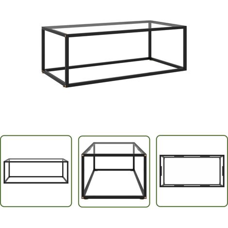 The Living Store Couchtisch Schwarz mit Hartglas 100x50x35 cm - Couchtisch - Wohnzimmertisch - Esszimmertisch - Sideboard - Schwarz (1/5)