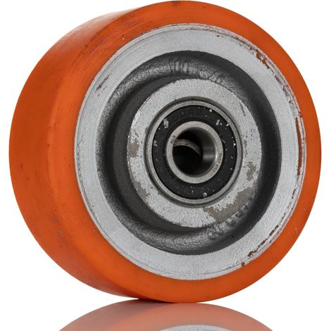 Roue de chariot , Polyuréthane 100mm x 40mm, alésage 15mm, longueur 47mm, Double voie de roulement, Capacité de 350kg ( Prix pour 1 )