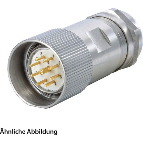 HUMMEL SET inkl. Kontakte M23 Signal INOX Kabelsteckverbinder, Löteinsatz gerade Polzahl 16-pol., Stift Kabelabgang gerade, Klemmbereich 7,0mm - 12,0mm - 1 Stück