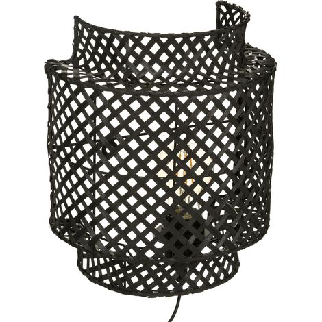 BAMBUS-WANDLAMPE Liby schwarz ASIATISCHES DESIGN (1/3)