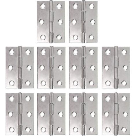 Pair Set mit 10 Edelstahlscharnieren, Klavierbändern, Klappbändern, Türscharnierleisten, 48-mm-Scharnieren mit 6 Befestigungslöchern, Verbindungsstücken für Pflanzgefäße und Modellbau
