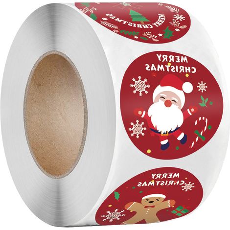 500 etiquetas autoadhesivas, 8 diseños navideños, papel adhesivo fuerte, para sobres, tarjetas y cajas de regalo. (1/5)