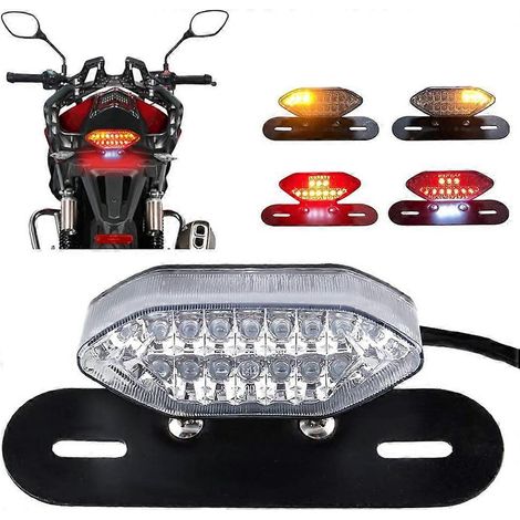 Feu arrière transparent à 20 LED pour moto, feu stop et clignotants intégrés, feux de route à LED pour moto avec cadre en fer (1/5)