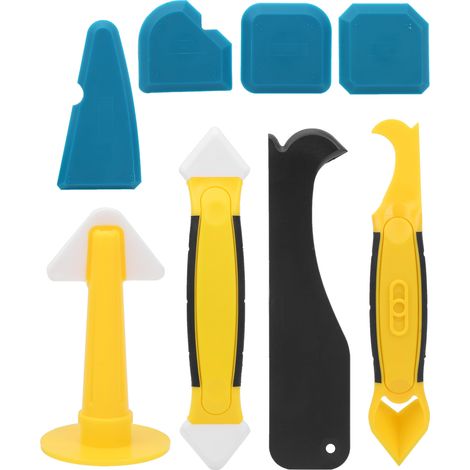 Ensemble de 8 outils de finition pour calfeutrage : spatule, grattoir et pelle multifonctions portables pour mastic silicone. (1/5)