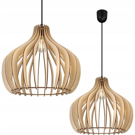 Lámpara colgante de techo LED moderna de madera (1/5)