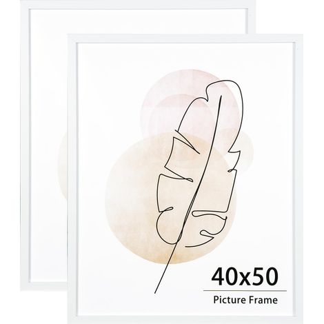 Cadres pour photos pour mur et bureau, 40x50 cm, 2 pièces Cadres en bois puzzle avec verre acrylique à suspendre et à poser Utilisés pour salon, chambre, bureau (1/5)