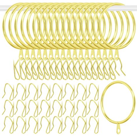 30 Ensembles - Bagues De Rideau - Crochets De Draperie - Acier Inoxydable Résistant À La Rouille Pour Fenêtre Et Douche Or 50x70,7mm (1/5)