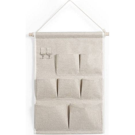 1 borsa portaoggetti da parete in lino/cotone, borsa organizer da parete, borsa organizer da bagno con tasche, organizer per dormitorio