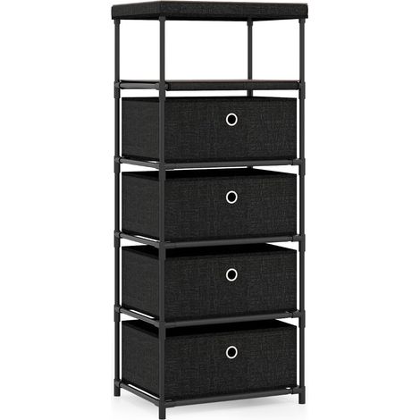 Cassettiera a 4 cassetti con contenitore in tessuto 40 x 30 x 99,5 cm soluzione di archiviazione moderna ideale in MDF nero 200011546