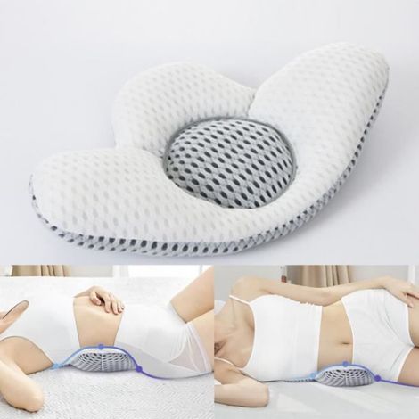 Coussin Soutien Lombaire - Coton Perlé Coquille de Sarrasin - 54 x 34 x 6,5 cm - Pour Bureau Maison Sommeil - 1 Pièce (1/4)
