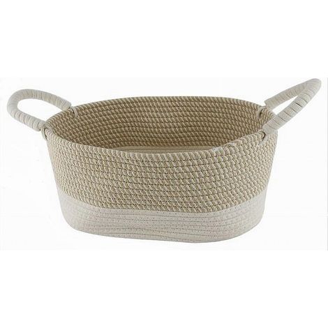 Trade Shop - Wäschekorb Objekte geflochtenes Seil oval mit Griffen 35 x 25 x 16 cm 10677 -
