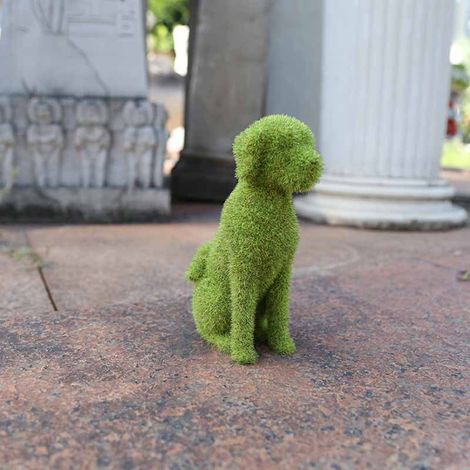 Figura de animal flocada para decoración de jardín: figura de resina flocada hecha a mano de estilo europeo con efecto musgo, figura decorativa de animal para uso exterior. (1/4)
