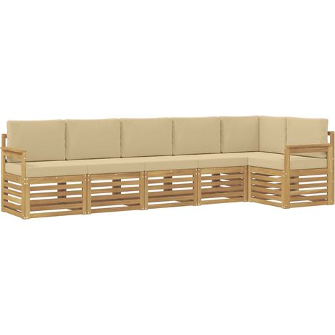 Outdoor-Sofagarnitur 6 pcs Weiß und Beige 306 x 128,5 x 73 cm vidaXL