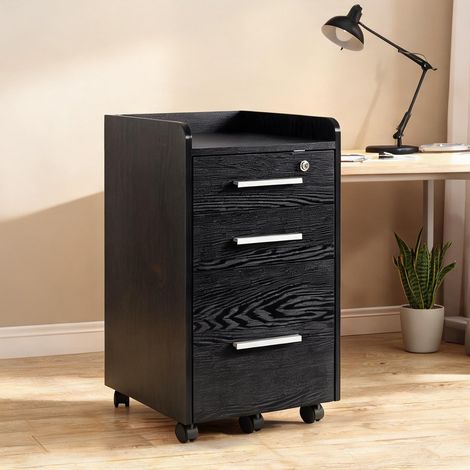 Meuble de rangement de bureau noir en bois 39,2 x 40 x 65,4 cm (1/5)