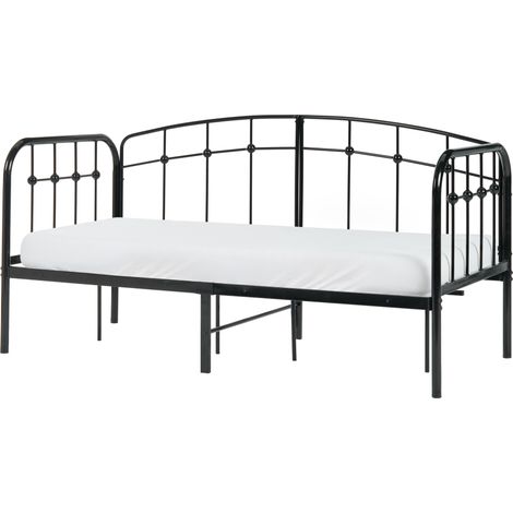 Cama de metal estilo industrial moderno individual con somier integrado 90 x 200 cm negro Arrien (1/5)