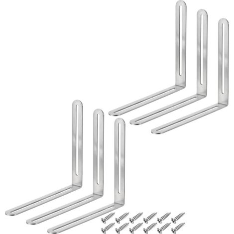 6Pcs Équerre Réglable En L Avec Fente 7.87 x 6.5 Pouces Argent (1/5)