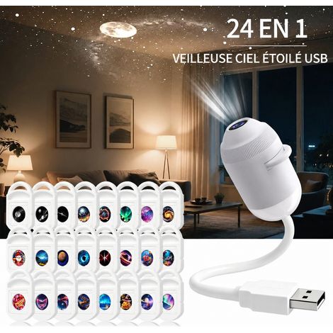 Veilleuse lampe de chevet projecteur ciel étoilé double mode avec 24 films USB tactile 24 1 kg – Livraison gratuite
