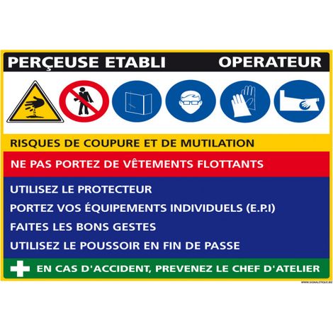 Panneau Fiche de Poste Perceuse Etabli (C1112) - Adhésif - 300 x 210 mm