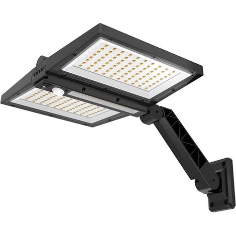 Spot solaire 2 têtes noir éclairage puissant LED blanc 37cm avec détecteur de mouvement orientable (1/4)
