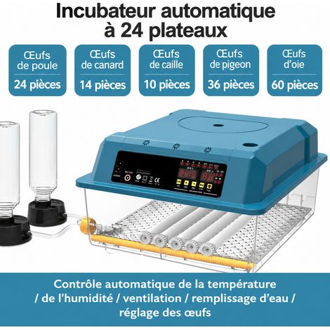 Couveuse automatique intelligente 24 œufs double alimentation 24 415 × 360 × 175 cm 1 kg – Livraison gratuite