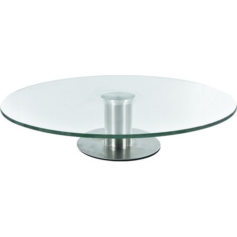 Plateau Rond Tournant en Verre et Inox 30 cm Transparent (1/5)