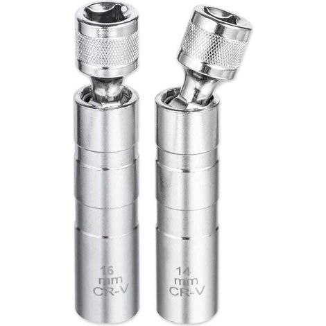 Bussole per candele da 14 mm e 16 mm, 2 chiavi magnetiche per candele, chiave universale per candele a 12 punte con attacco da 3/8", strumento per la rimozione delle candele per auto