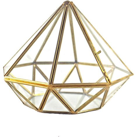 Geometrisches Terrarium aus Klarglas in Fünfeckform, ideal als Fensterbankdekoration oder Blumentopf