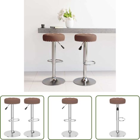 The Living Store Tabourets de bar lot de 2 marron tissu - Tabouret De Bar - Chaise De Comptoir - Tabourets Hauts - Meubles De Cuisine - Décoration Intérieure (1/5)