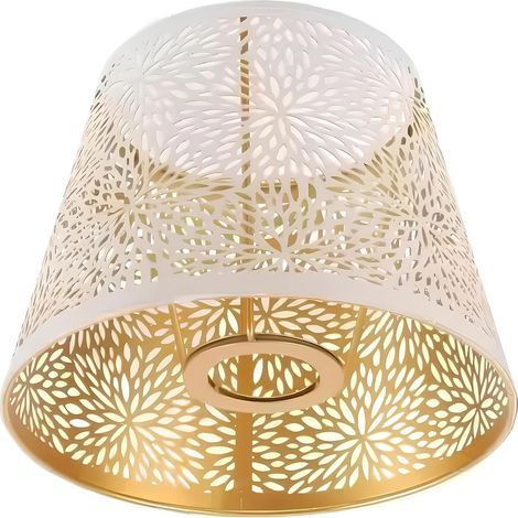 E27 Lampshade with Carved Flower Motif in Iron, Modern Design for Living Room/Home, 13x19x15cm (1/5)