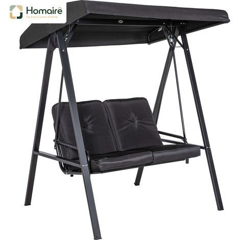 HOMAIRE Hollywoodschaukel 2-Sitzer Gartenschaukel avec toit réglable, coussins, capacité 220 kg pour jardin et balcon