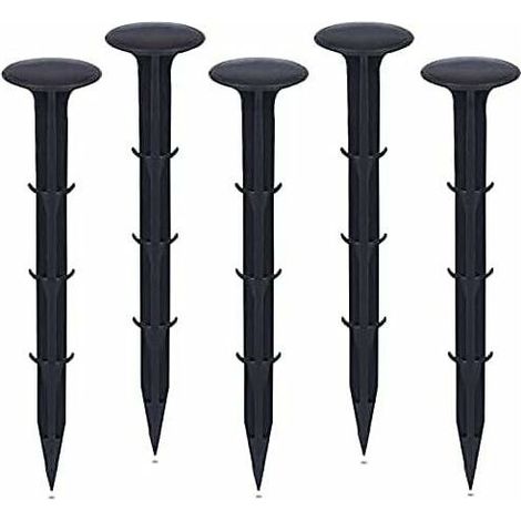Piquets de fixation de jardin en plastique, pour fixation des tissus anti mauvaises herbes, protection UV, 100 pièces, noir (1/5)