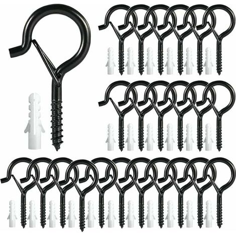 Q-Hook - Juego de 25 ganchos de rosca para techo, colgantes y pared. Ideales para molinos de viento, faroles y cestas para plantas. (1/4)
