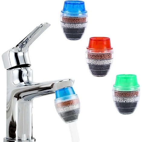 Un set di 3 filtri per rubinetto, filtri per l'acqua del rubinetto del lavello della cucina, cartucce filtranti per la pulizia e il trattamento dell'acqua del rubinetto. (1/4)