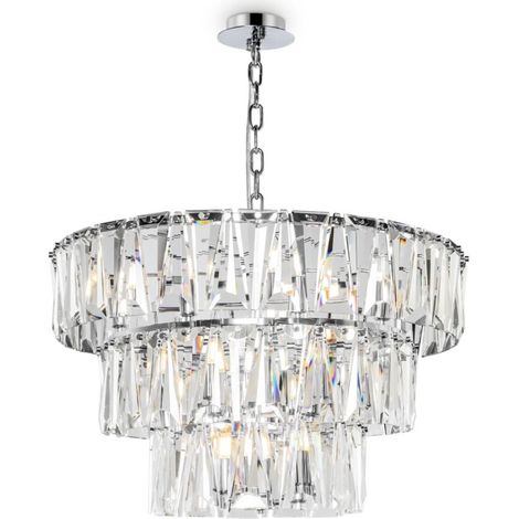 Lampadario cristallo cromato Maytoni Puntes 18 luci Ø77 (1/5)