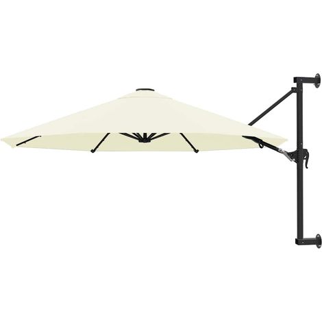 Parasol mural inclinable avec mât métallique et manivelle pour jardin sable Ø 300 cm - PANGIVO (1/5)