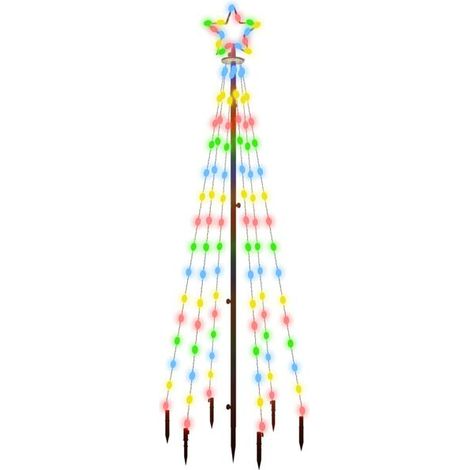 Un sapin de Noël coloré avec un poteau, 108 lumières LED, 180 cm de haut. (1/5)
